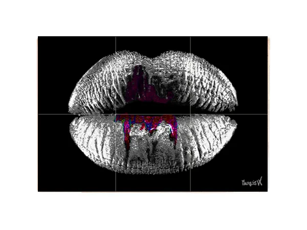Lips Silver White Special Black  6-1 Coaster - Image 2