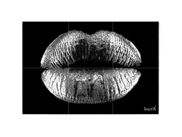 Lips Silver White Black  6-1 Coaster - Image 2