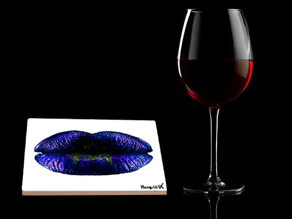 Lips Blue White Single Coaster