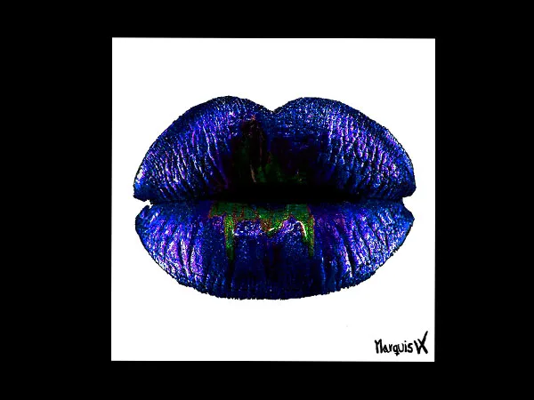 Lips Blue White Single Coaster - Image 4