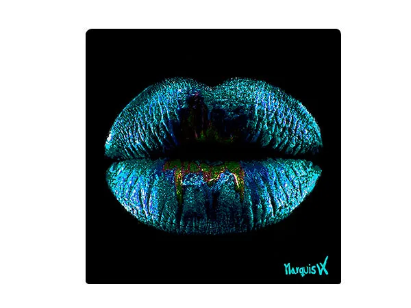 Lips  Teal Black Single Coaster - Image 2