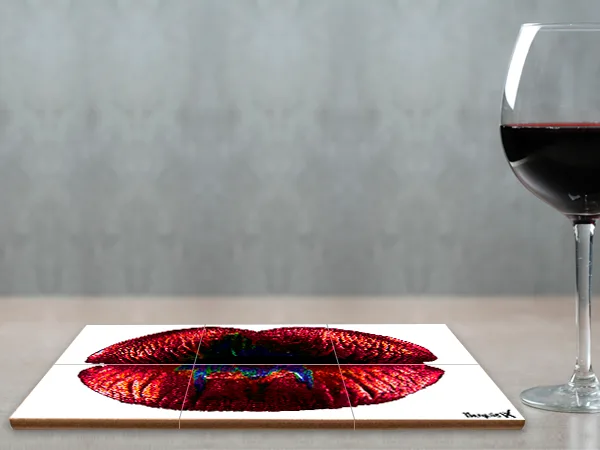 Lips Red White  6-1 Coaster