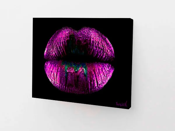 Lips Purple Black On Canvas - Image 2