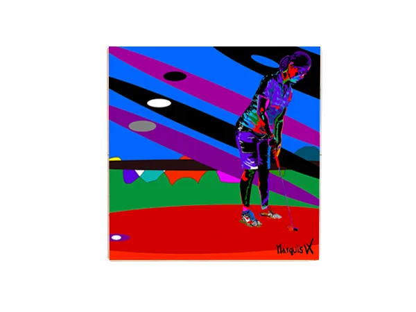 Female Retro Golfer Single Coaster