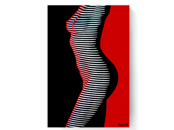 Black And Red Stripped Zebra Woman On Canvas