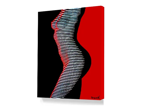 Black And Red Stripped Zebra Woman On Canvas - Image 3