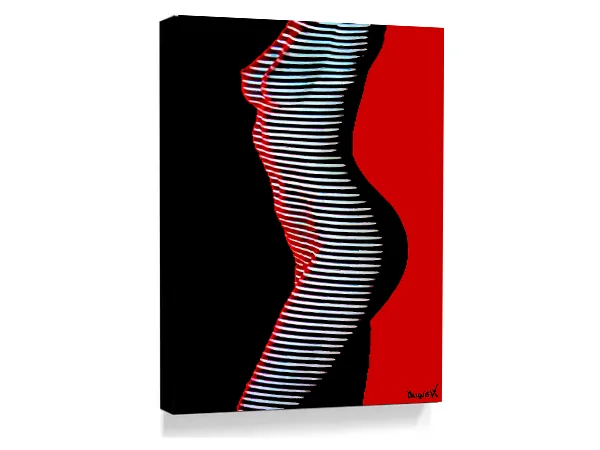 Black And Red Stripped Zebra Woman On Canvas - Image 4