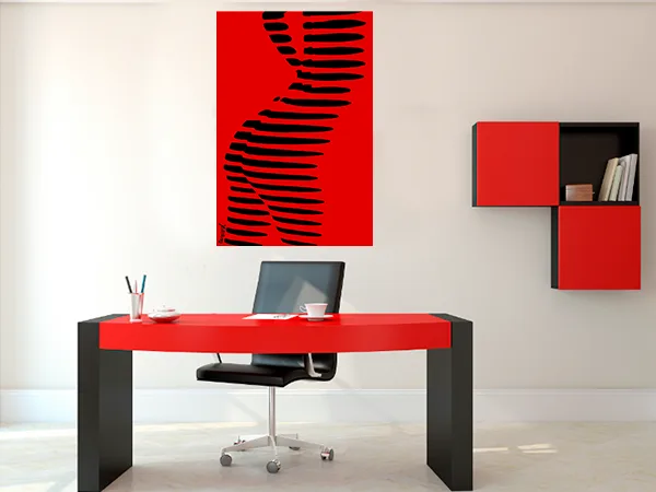 Red stripe zebra On Canvas - Image 3