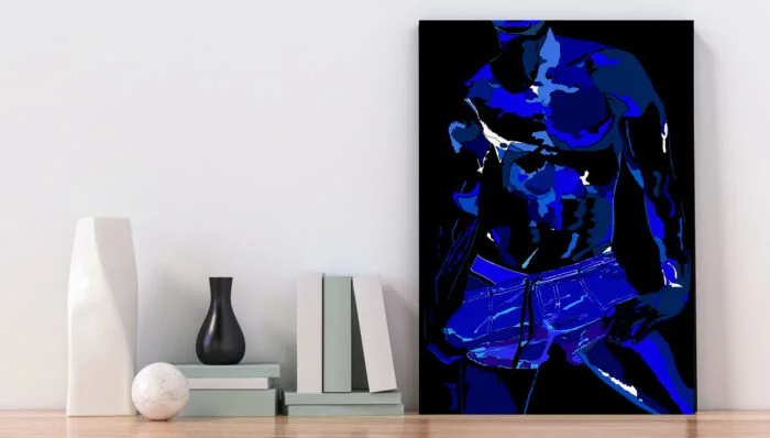 Blue David Black On Canvas Painting - Image 3