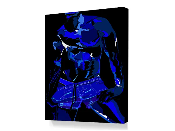 Blue David Black On Canvas Painting - Image 4